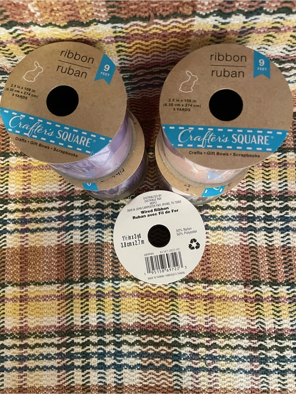 New Wired Iridescent Pink & Purple Organza Ribbon and Green Wired Ribbon Set